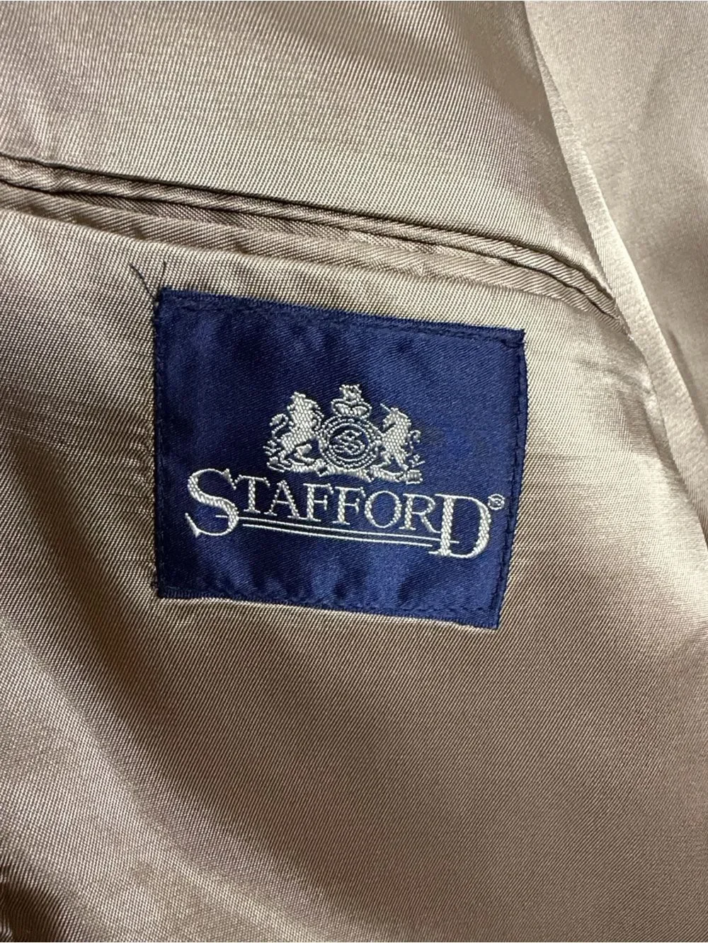 Stafford 44L Herringbone Tweed Sport Coat Wool Lambswool Suede Elbow Patches USA